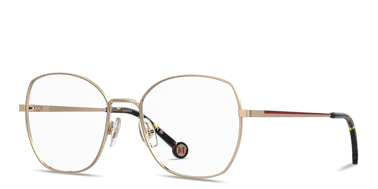 Carolina Herrera CH Logo Oversized Square Eyeglasses in Gold – Product Photo 1