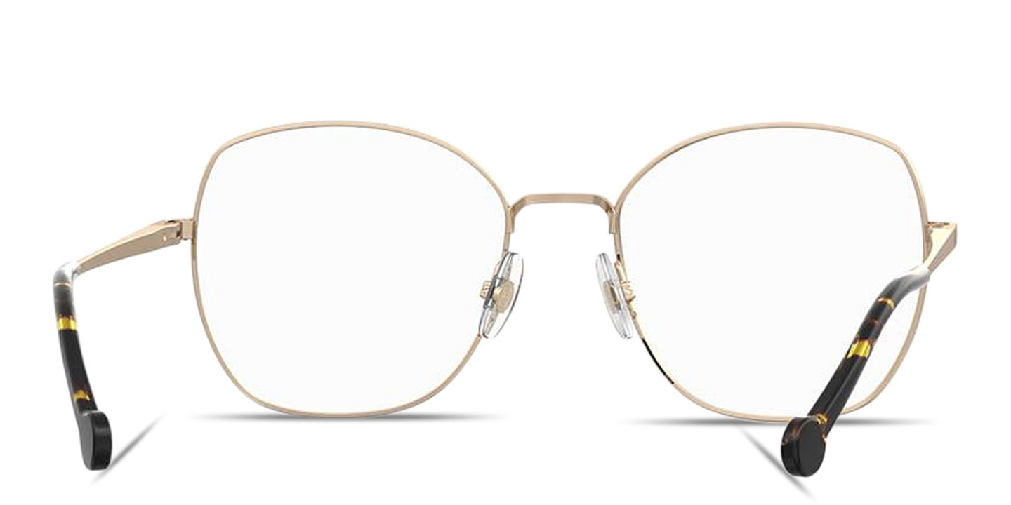 Carolina Herrera CH Logo Oversized Square Eyeglasses in Gold – Product Photo 3