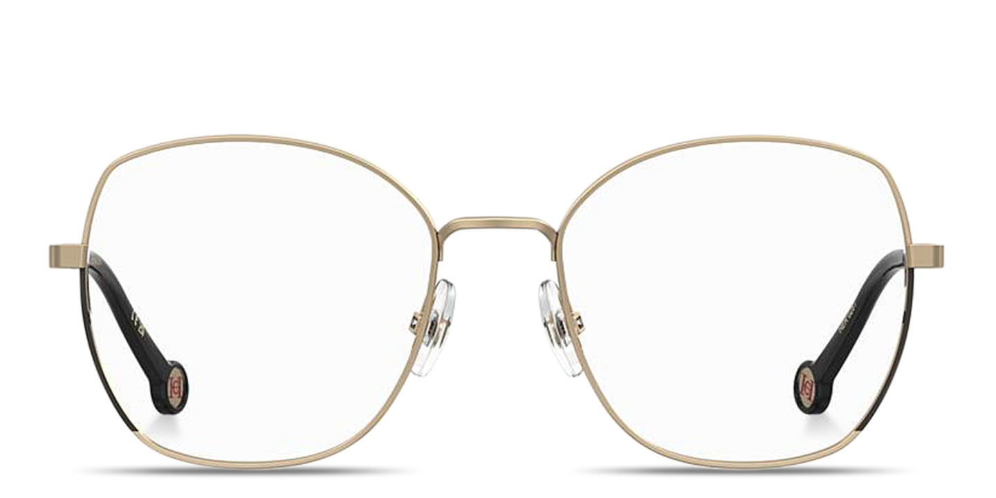 Carolina Herrera CH Logo Oversized Square Eyeglasses in Gold Black – Product Photo 0