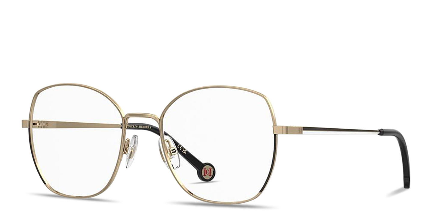 Carolina Herrera CH Logo Oversized Square Eyeglasses in Gold Black – Product Photo 1