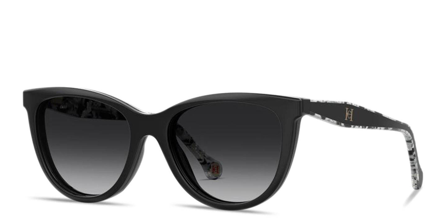 Shop Carolina Herrera CH Logo Cat-Eye Eyeglasses in Black online.