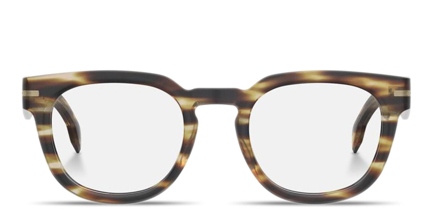 Hugo Boss Logo Signature Square Eyeglasses in Striped Brown – Product Photo 0