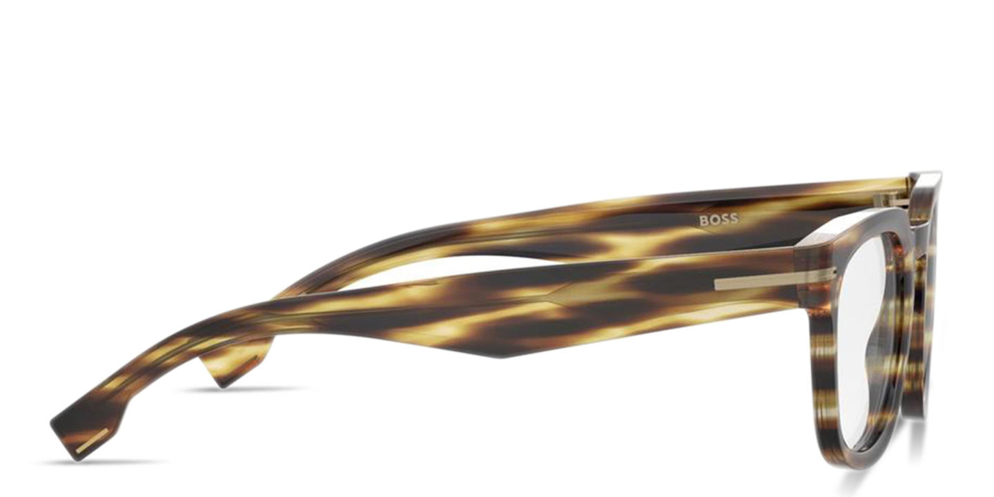 Hugo Boss Logo Signature Square Eyeglasses in Striped Brown – Product Photo 2