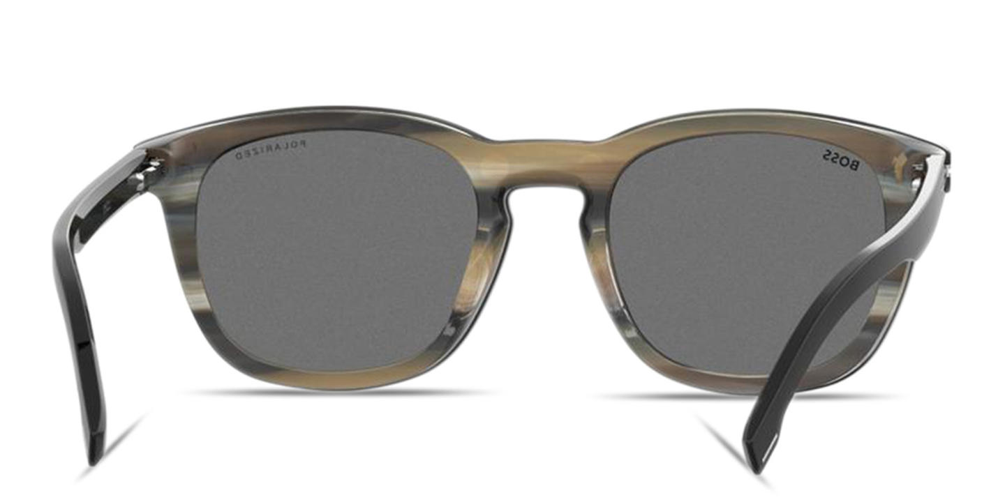 Shop Hugo Boss Clip-On Square Eyeglasses in Black online.