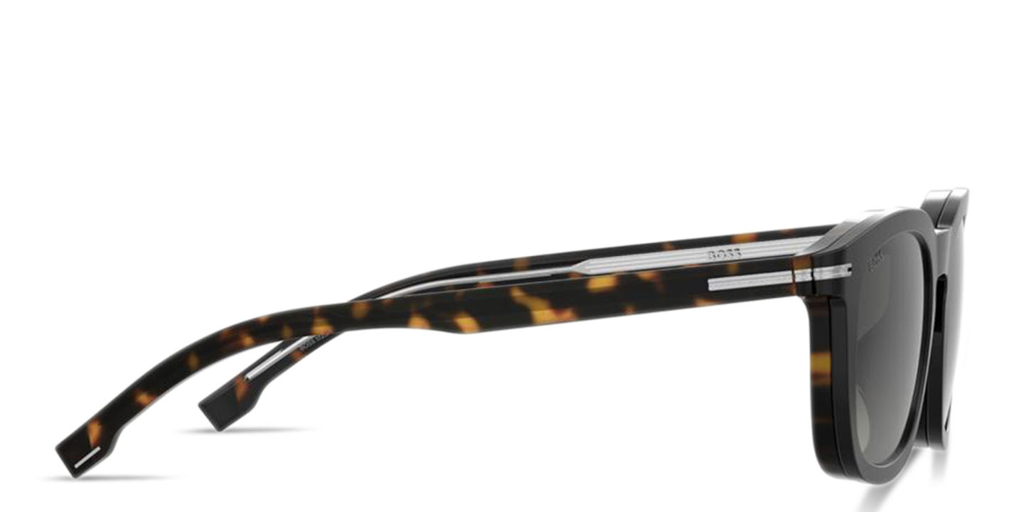 Shop Hugo Boss Clip-On Square Eyeglasses in Matte Black online.