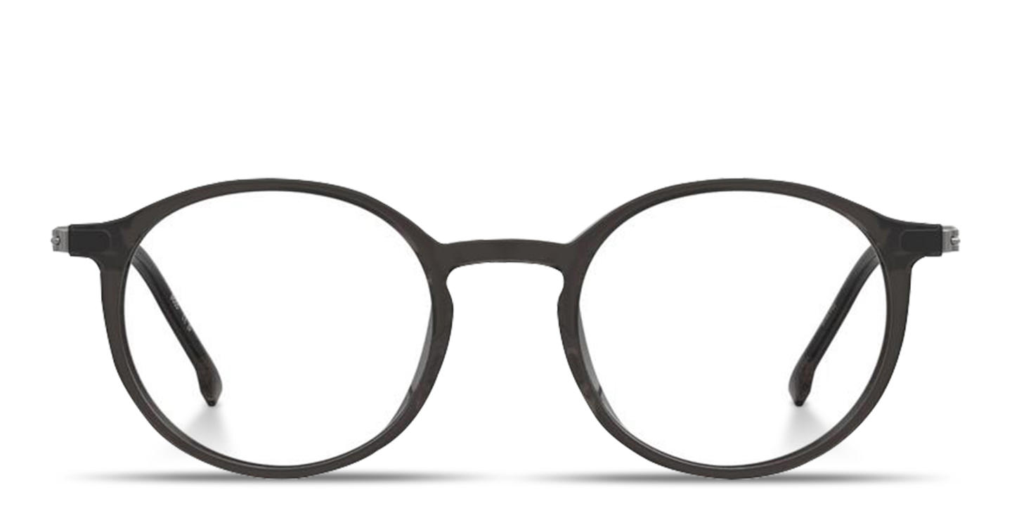 Hugo Boss Logo-Engraved Round Eyeglasses in Transparent Grey – Product Photo 0