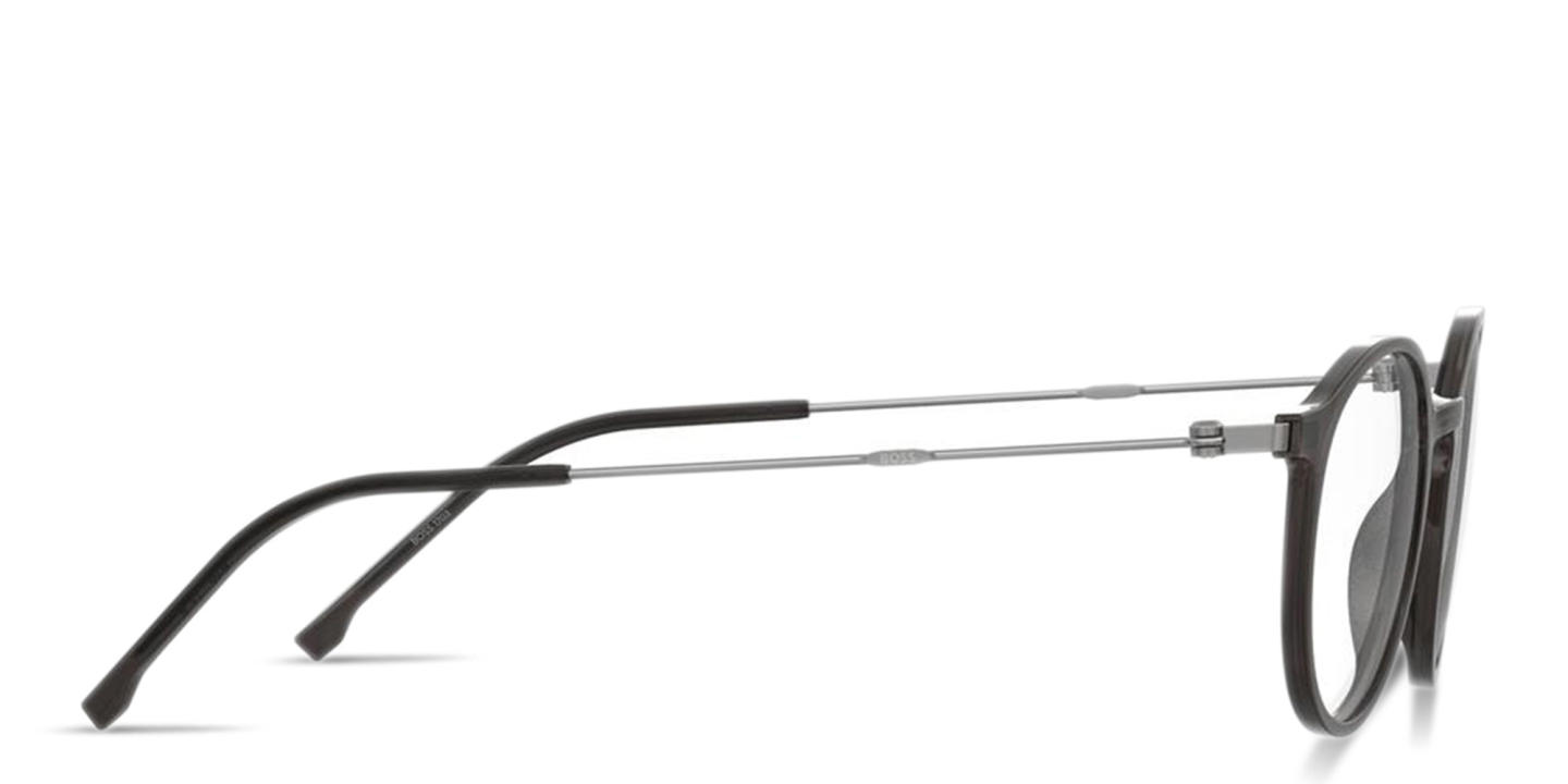 Hugo Boss Logo-Engraved Round Eyeglasses in Transparent Grey – Product Photo 2