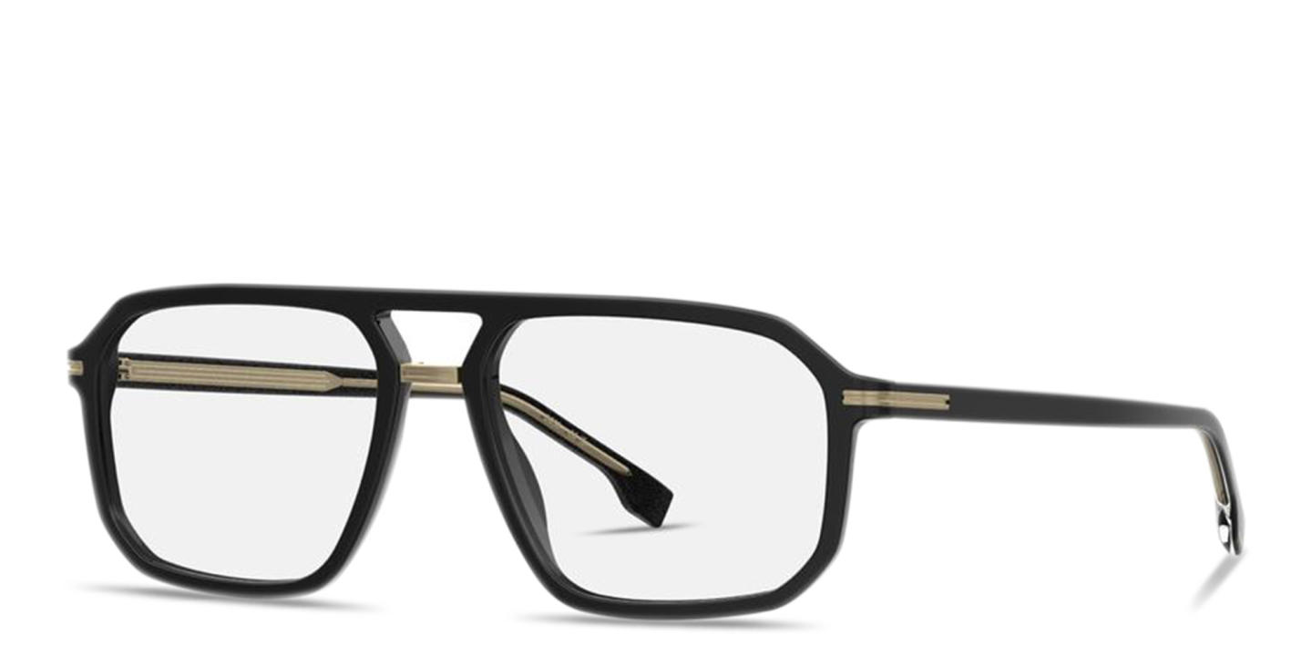 Shop Hugo Boss Wide Aviator Eyeglasses in Black online.