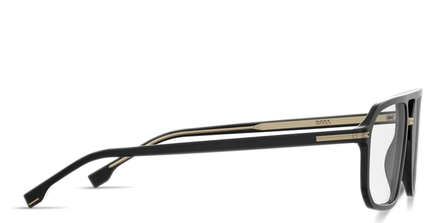 Shop Hugo Boss Wide Aviator Eyeglasses in Black online.