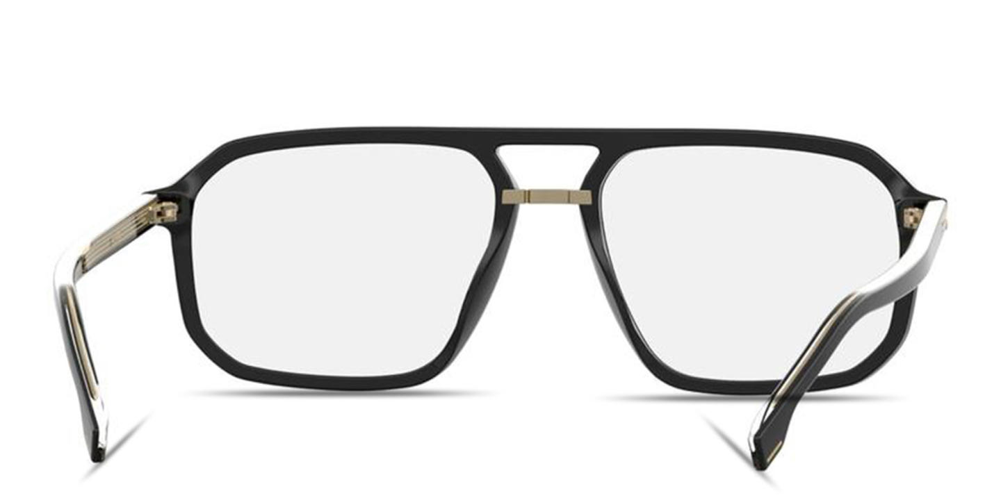 Shop Hugo Boss Wide Aviator Eyeglasses in Black online.