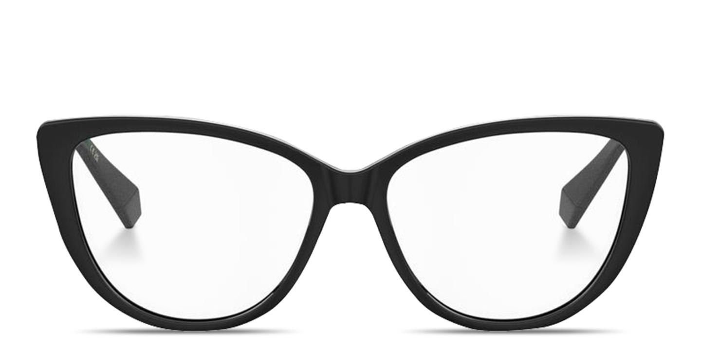 Shop Polaroid Rhinestone-Embellished Wide Cat-Eye Eyeglasses in Black online.