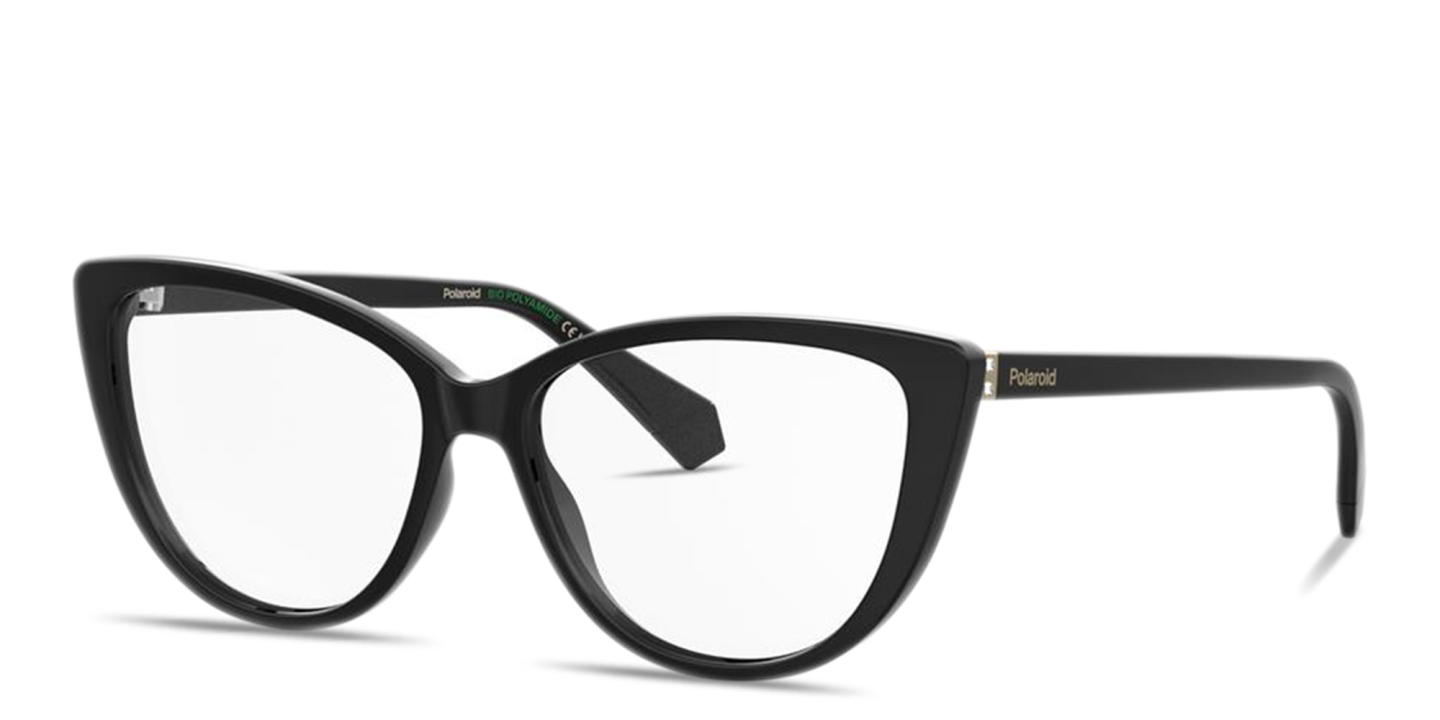 Shop Polaroid Rhinestone-Embellished Wide Cat-Eye Eyeglasses in Black online.