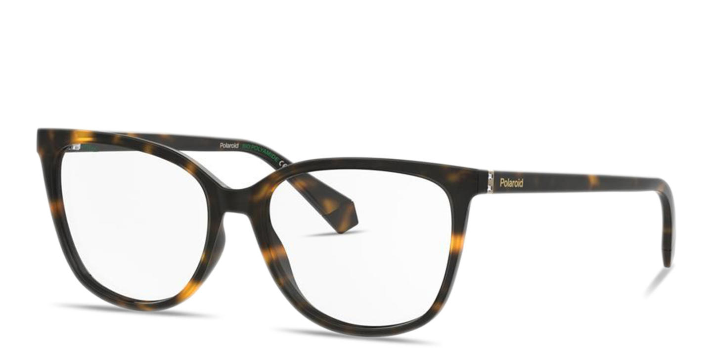 Shop Polaroid Rhinestone Wide Rectangle Eyeglasses in Havana online.
