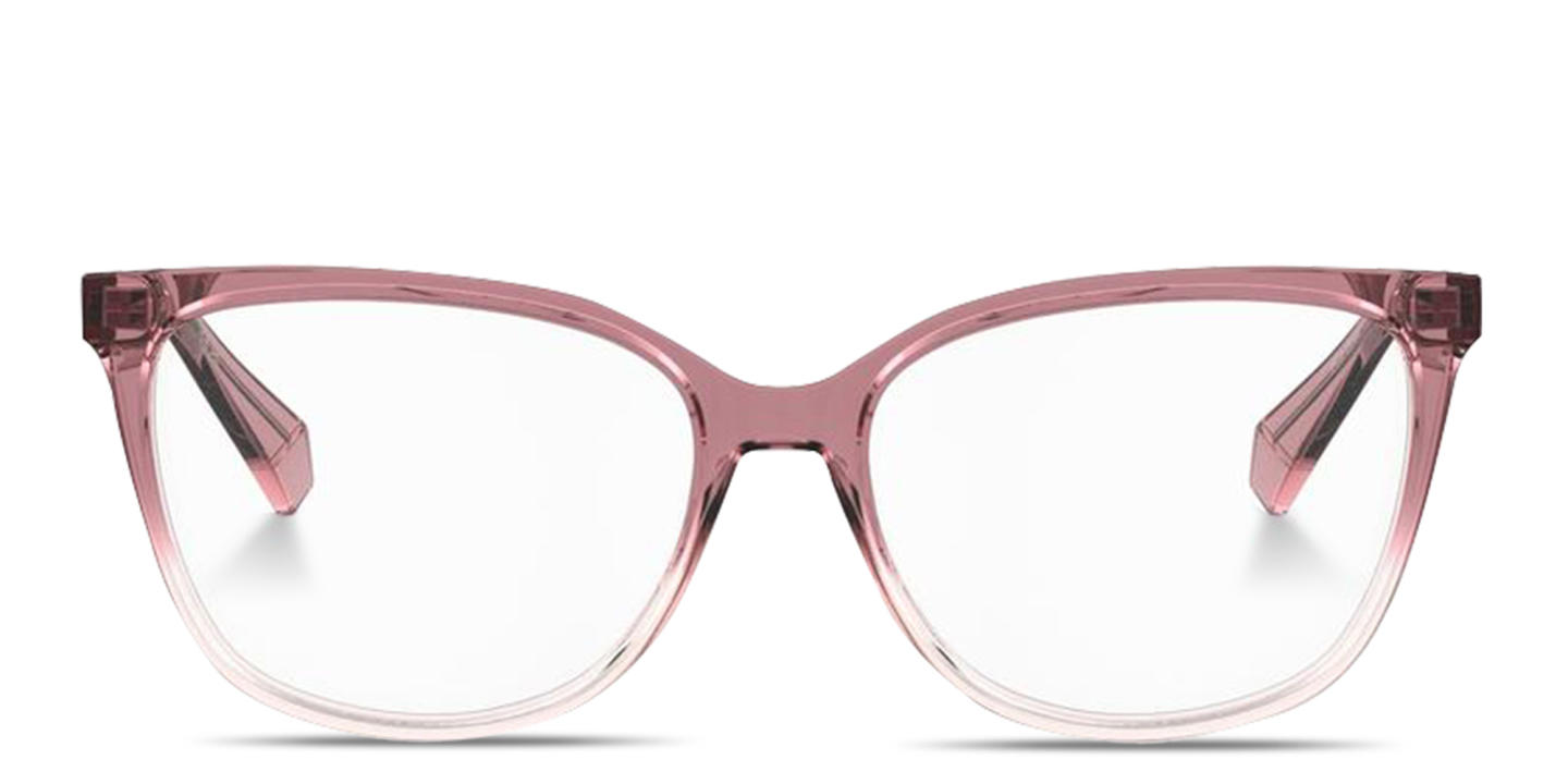 Shop Polaroid Rhinestone Wide Rectangle Eyeglasses in Pink online.