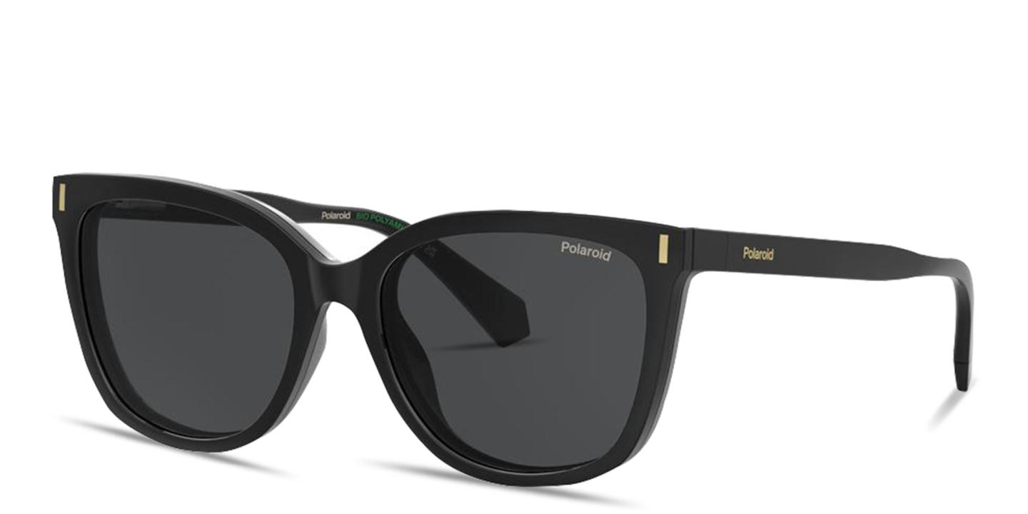 Polaroid Clip-On Wide Square Eyeglasses in Black – Product Photo 1