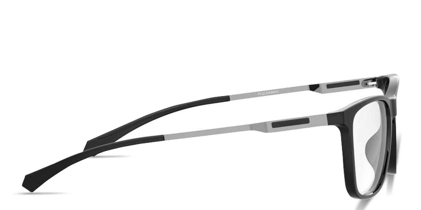 Polaroid Logo-Embossed Wide Rectangle Eyeglasses in Black – Product Photo 2