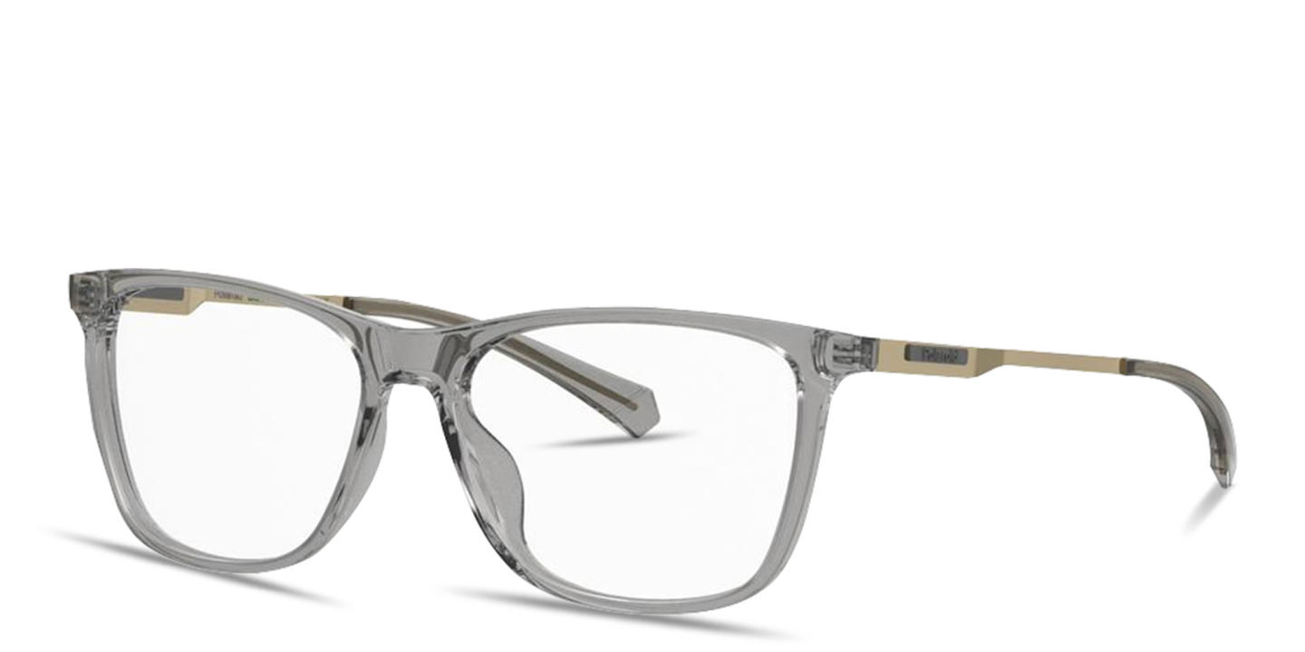 Polaroid Logo-Embossed Wide Rectangle Eyeglasses in Grey – Product Photo 1