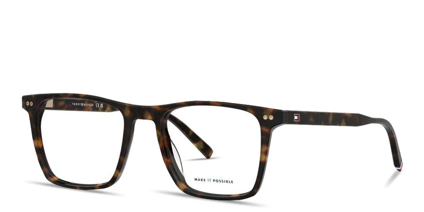 Tommy Hilfiger Flag Logo Square Eyeglasses in Havana – Product Photo 1