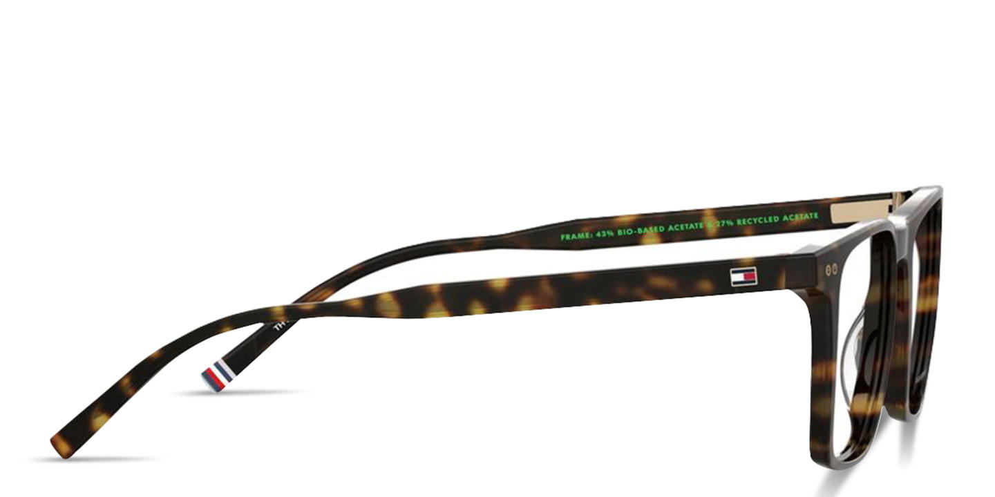 Tommy Hilfiger Flag Logo Square Eyeglasses in Havana – Product Photo 2