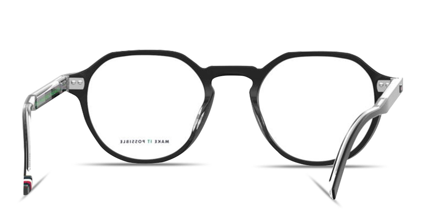 Shop Tommy Hilfiger Flag Logo Panthos Eyeglasses in Black online.