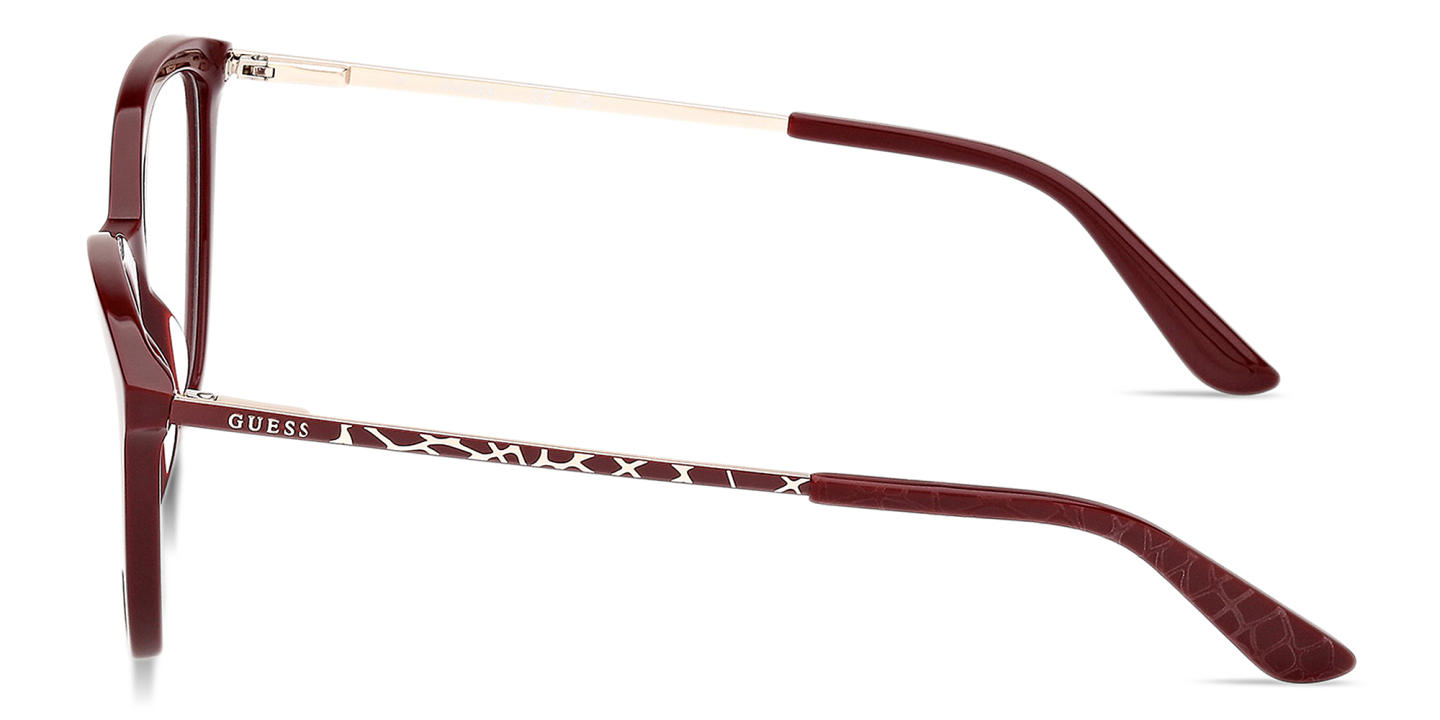 Guess Logo Lettering Cat-Eye Eyeglasses in Burgundy – Product Photo 2
