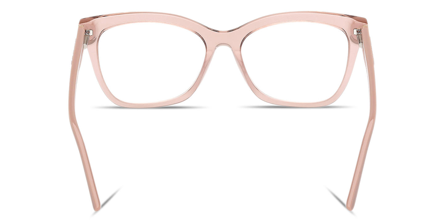 Shop Guess Embossed Logo Wide Rectangle Eyeglasses in Transparent Beige online.