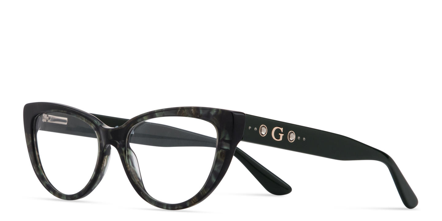 Shop Guess Rhinestone-Embellished Cat-Eye Eyeglasses in Green online.