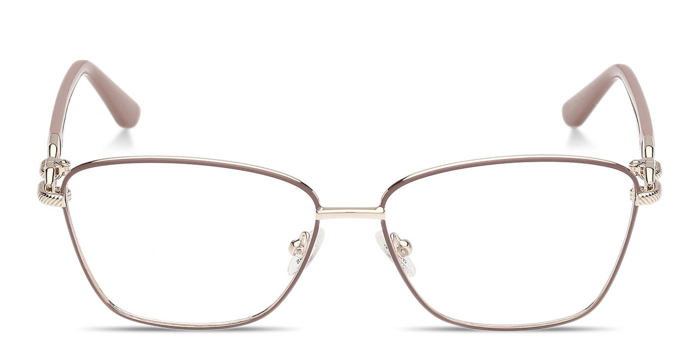 Guess Wide Cat-Eye Eyeglasses in Beige On Gold – Product Photo 0