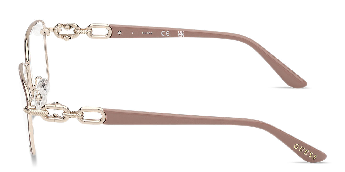 Guess Wide Cat-Eye Eyeglasses in Beige On Gold – Product Photo 2