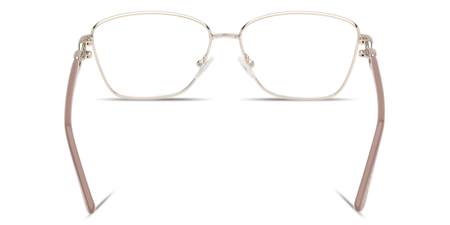 Guess Wide Cat-Eye Eyeglasses in Beige On Gold – Product Photo 3