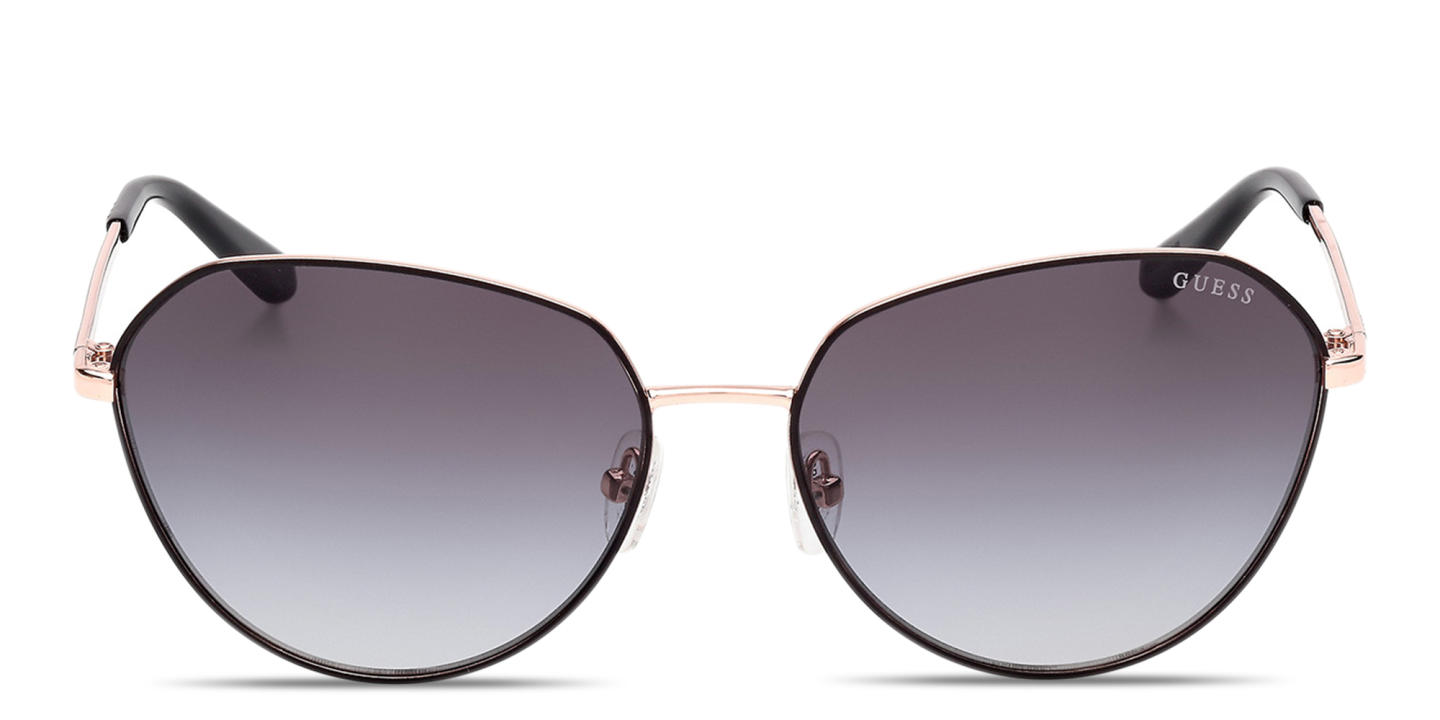 Shop Guess Logo Lettering Round Sunglasses in Black online.