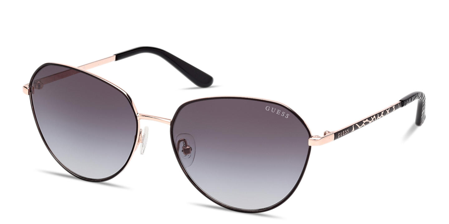 Shop Guess Logo Lettering Round Sunglasses in Black online.