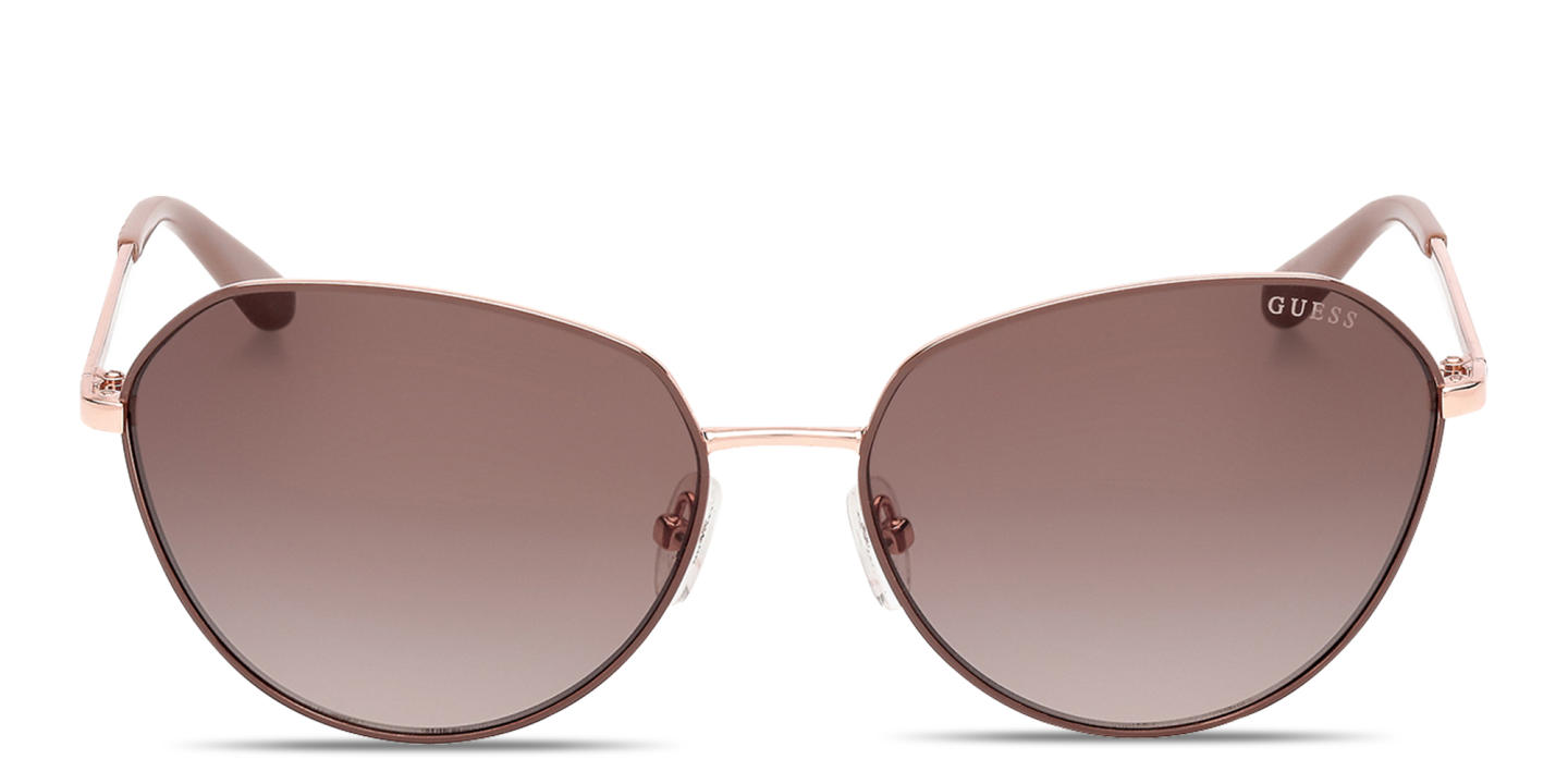 Shop Guess Logo Lettering Round Sunglasses in Beige online.