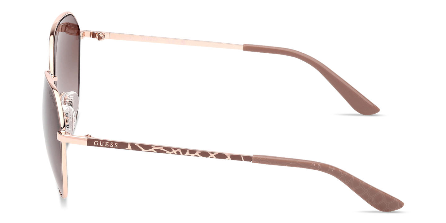 Shop Guess Logo Lettering Round Sunglasses in Beige online.