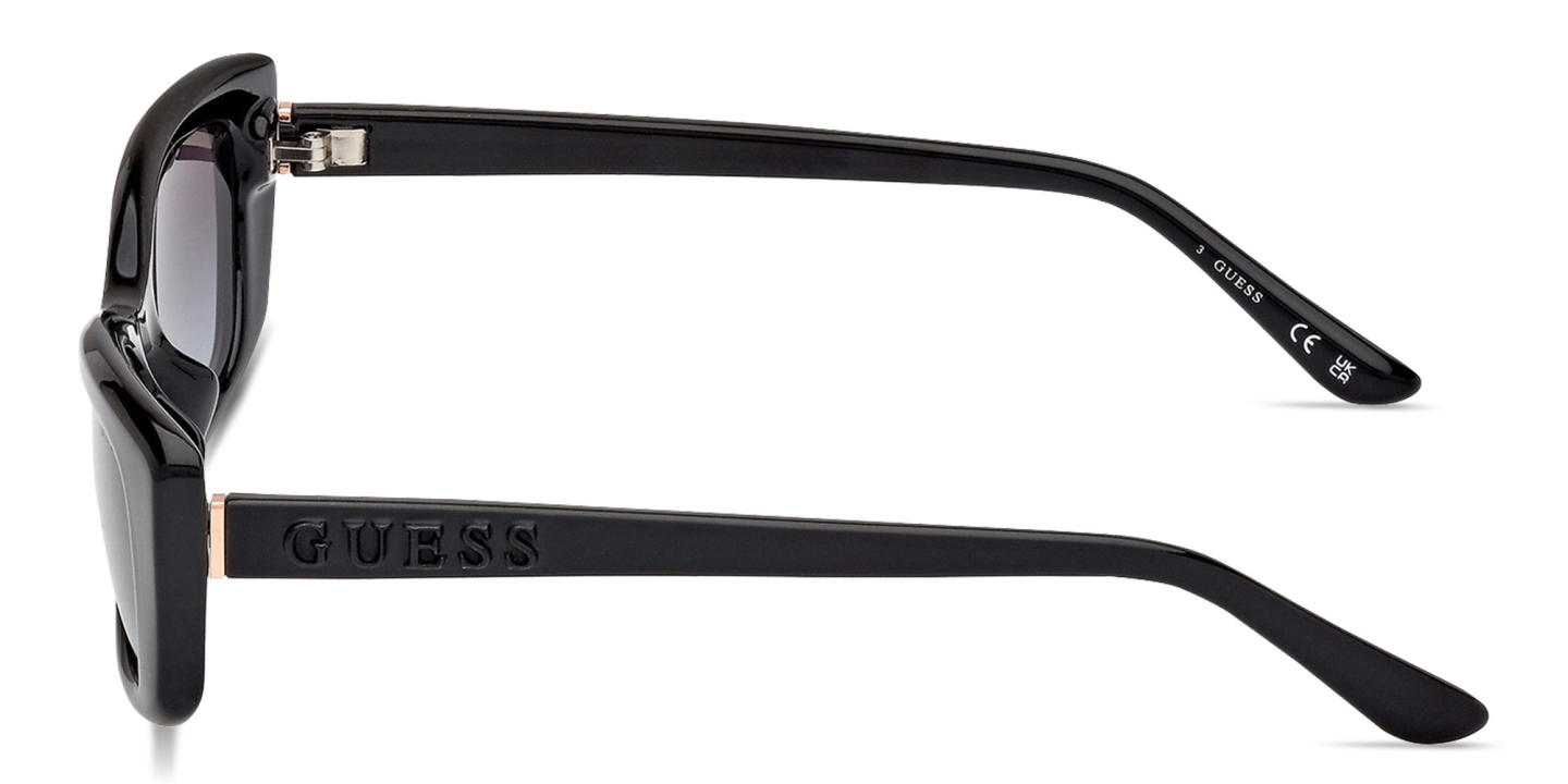 Shop Guess Embossed Logo Rectangle Sunglasses in Black online.