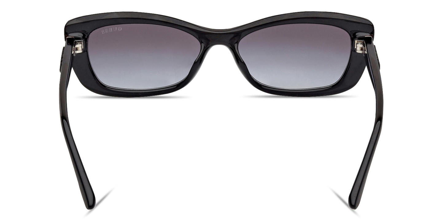 Shop Guess Embossed Logo Rectangle Sunglasses in Black online.