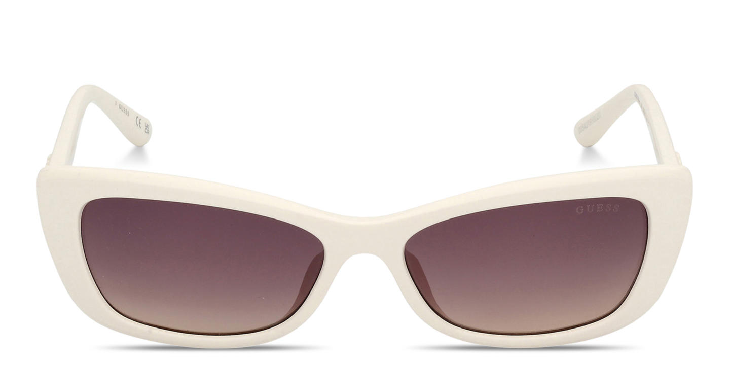 Shop Guess Embossed Logo Rectangle Sunglasses in White online.