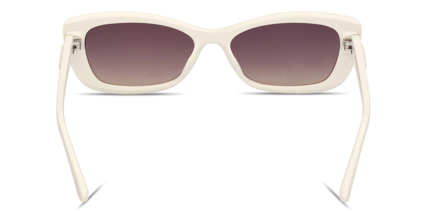 Shop Guess Embossed Logo Rectangle Sunglasses in White online.