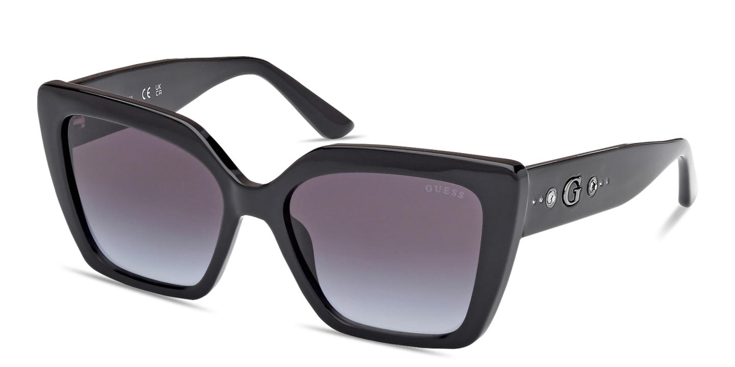 Shop Guess Rhinestone-Embellished Cat-Eye Sunglasses in Black online.