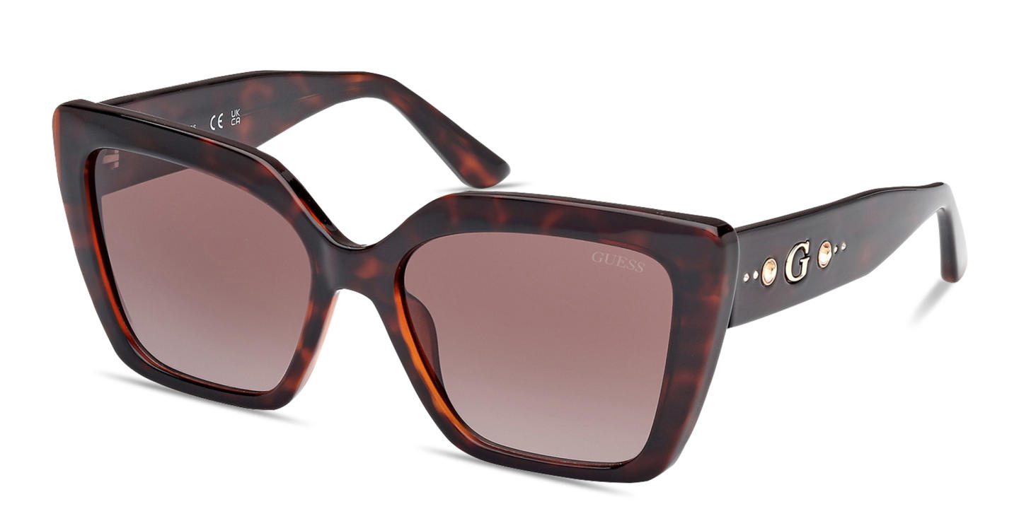 Shop Guess Rhinestone-Embellished Cat-Eye Sunglasses in Havana online.