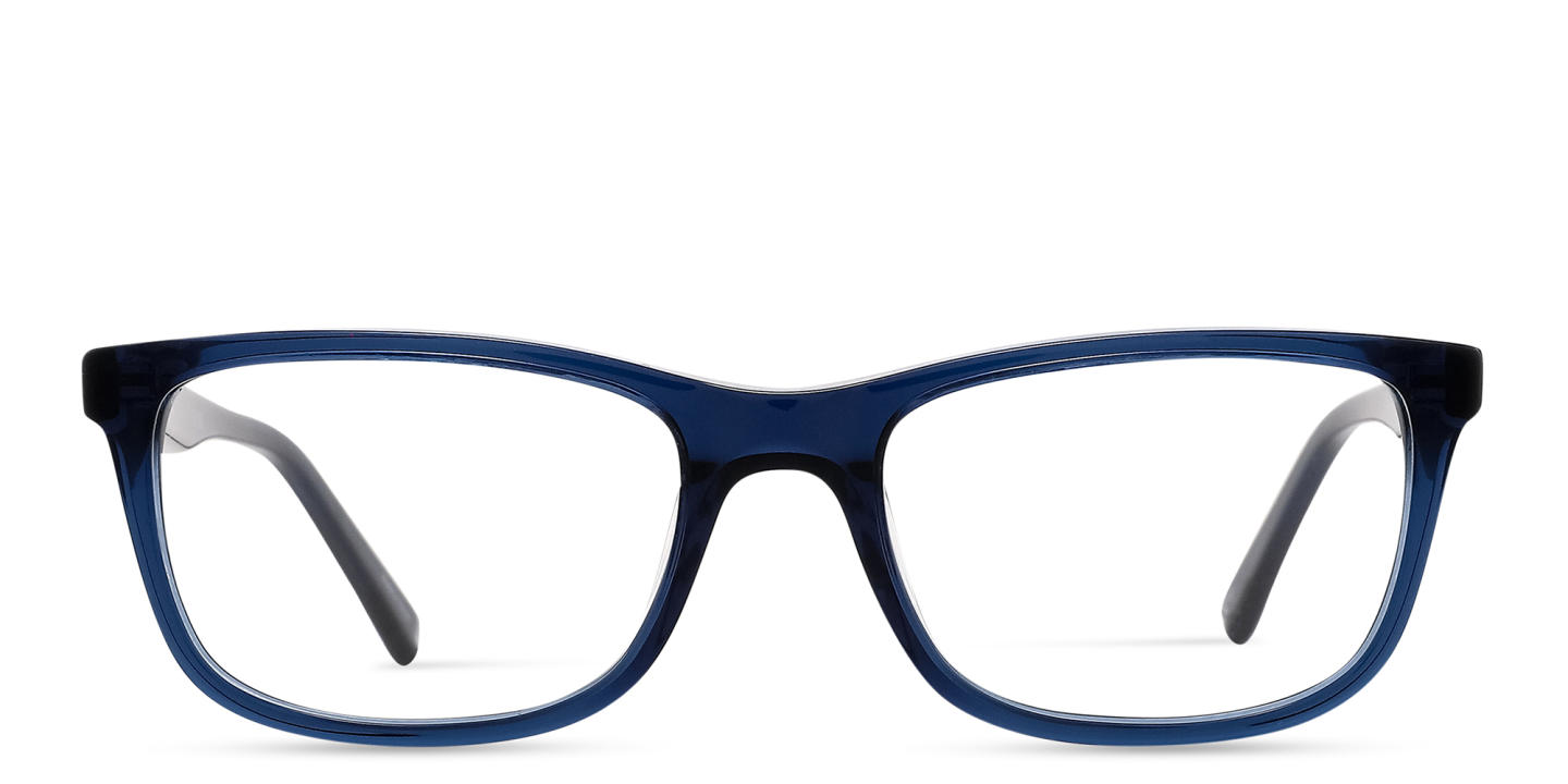 Shop TRICE Logo Kids Rectangle Eyeglasses with Blue Light Filter in Transparent Blue online.