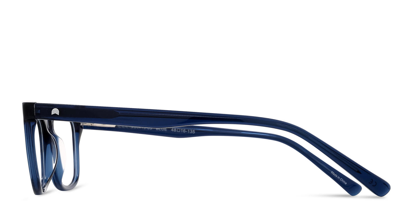 Shop TRICE Logo Kids Rectangle Eyeglasses with Blue Light Filter in Transparent Blue online.