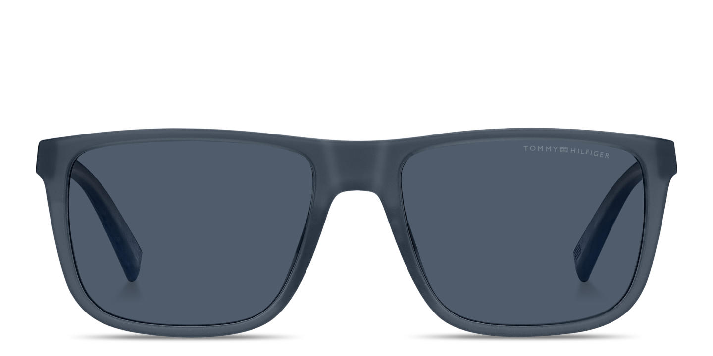 Shop Tommy Hilfiger Flag Logo Rectangle Sunglasses in Blue online.