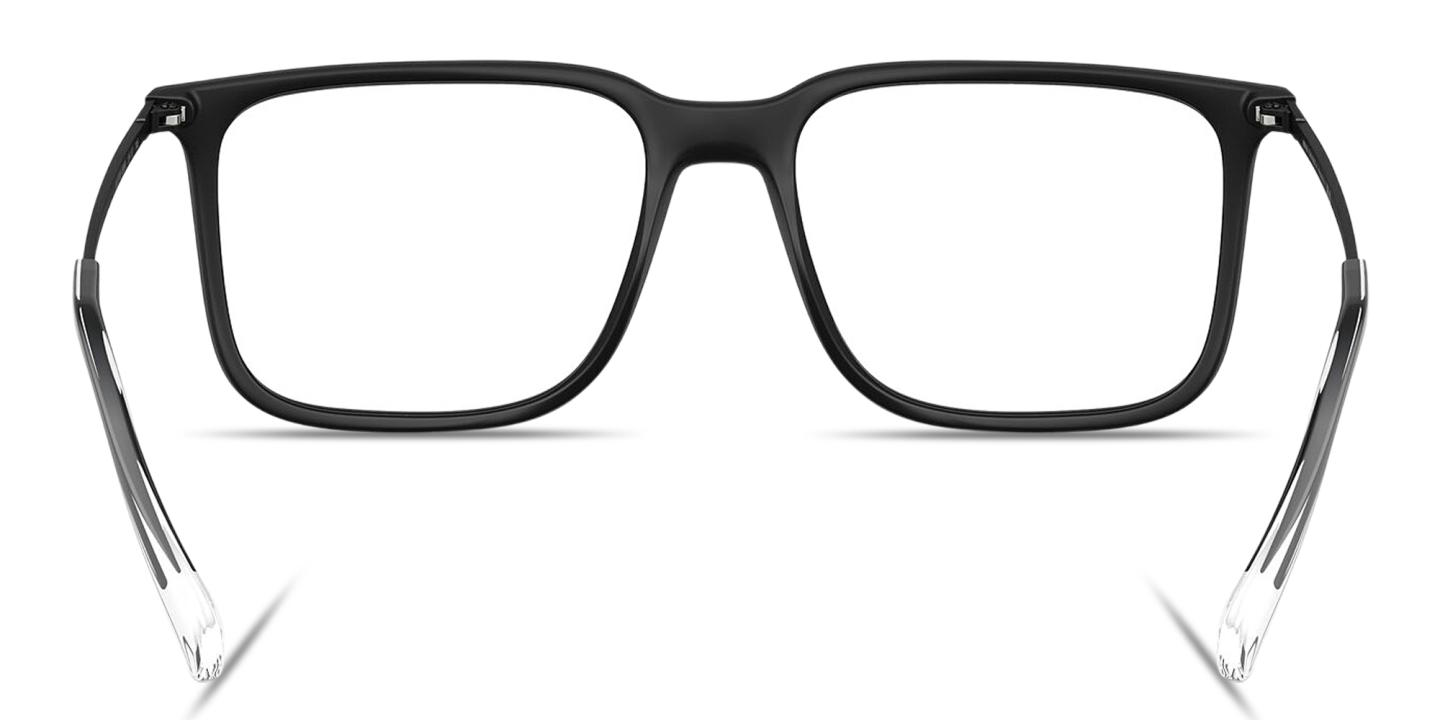 Shop Armani Exchange A|X Logo Wide Square Eyeglasses in Black online.