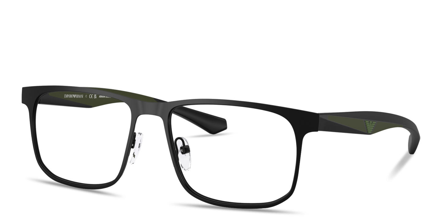 Emporio Armani Essential Leisure Wide Square Eyeglasses in Matte Black – Product Photo 1