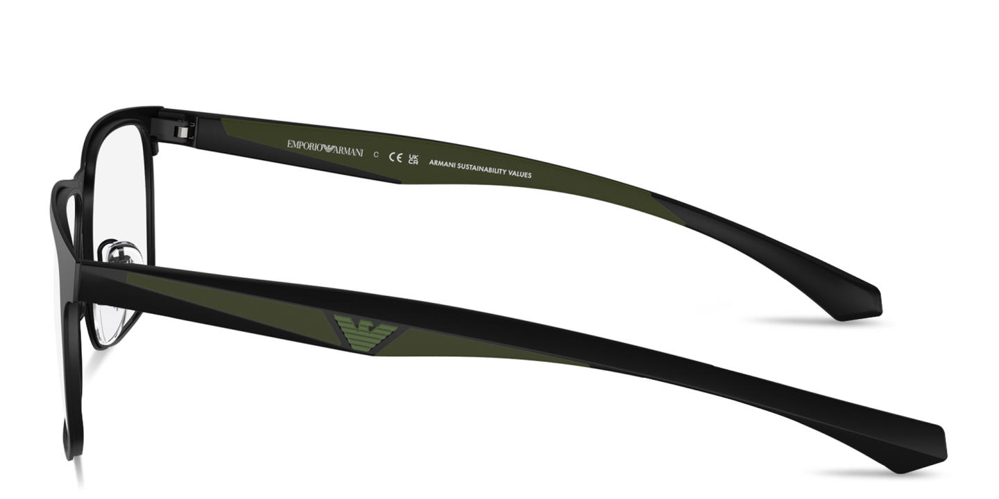 Emporio Armani Essential Leisure Wide Square Eyeglasses in Matte Black – Product Photo 2