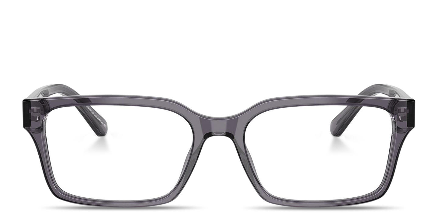 Shop Emporio Armani Eaglo Logo Wide Rectangle Eyeglasses in Grey online.
