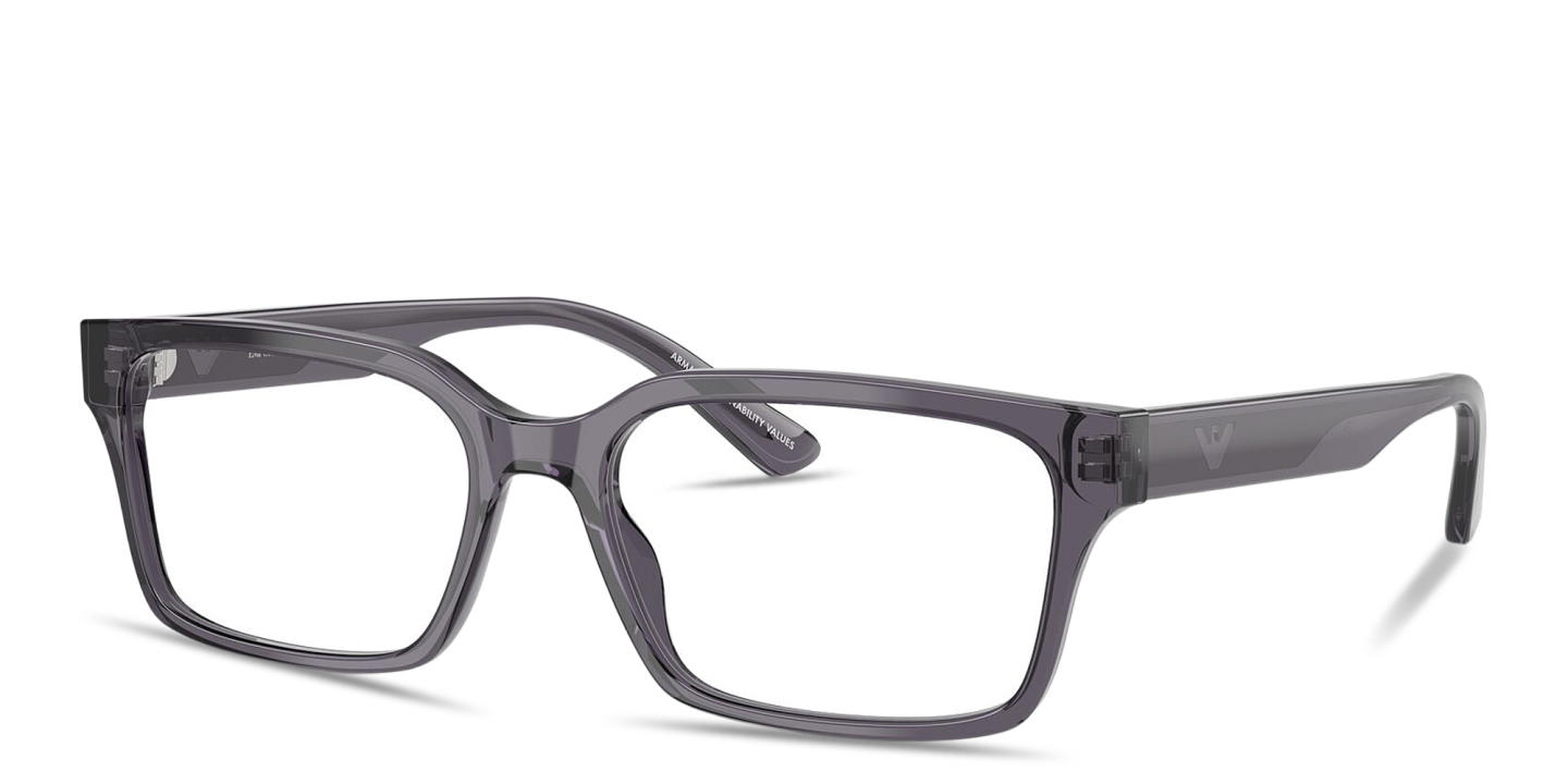 Shop Emporio Armani Eaglo Logo Wide Rectangle Eyeglasses in Grey online.