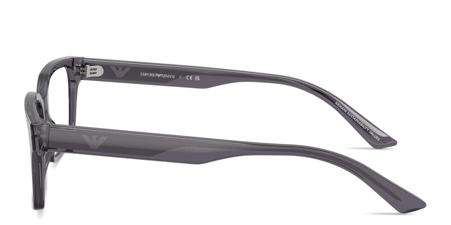 Shop Emporio Armani Eaglo Logo Wide Rectangle Eyeglasses in Grey online.
