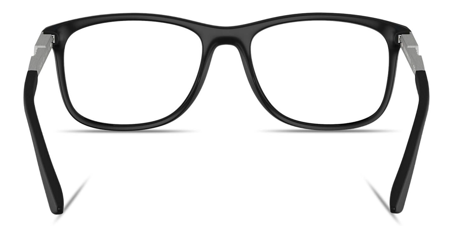 Shop Emporio Armani Eagle Logo Wide Pillow Eyeglasses in Black online.